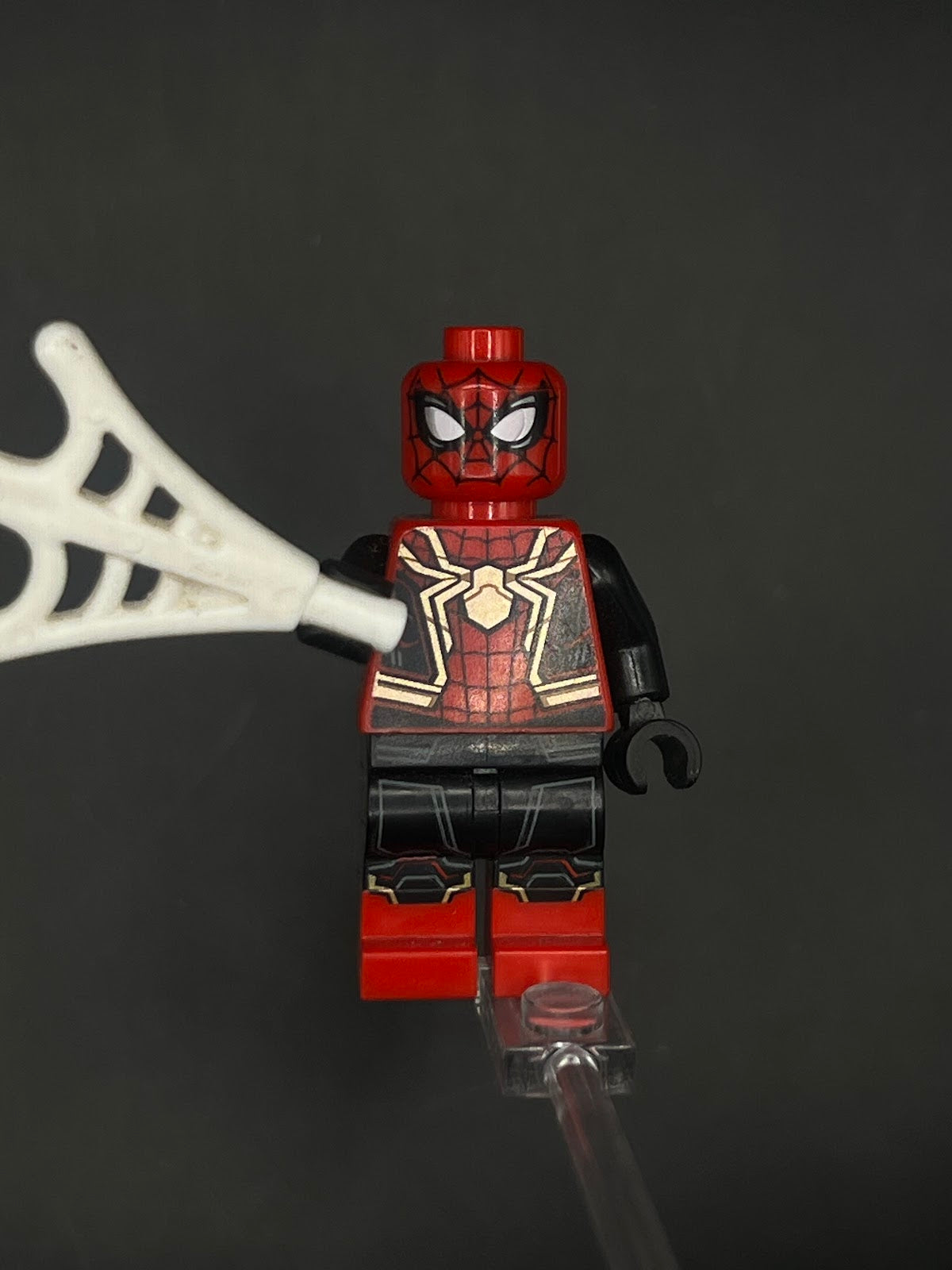 LEGO Minifigura Spiderman Negro Con Rojo Rodilla Dorada - Marvel Épica