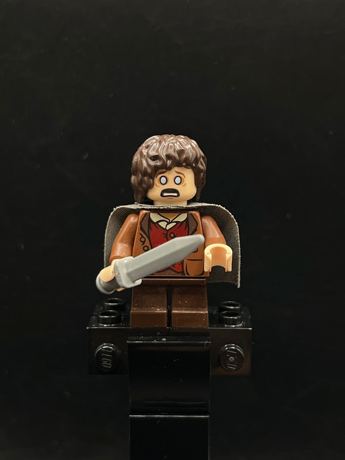 Frodo Baggins - Reddish Brown Jacket, Dark Brown Legs, Dark Bluish Gray Cape - Foto real - DagaBlocks