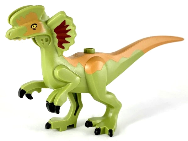 Dinosaur Body Dilophosaurus with Rubbery Tail, Dark Red and Medium Nougat Markings Pattern — imagen BrickLink
