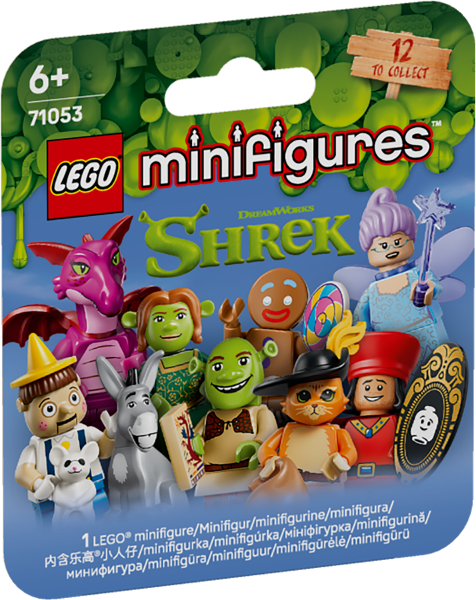 LEGO Set Minifigure, Shrek (Complete Random Set of 1 Minifigure) - Collectible Minifigures (71053) — caja oficial