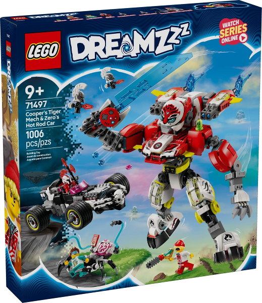 LEGO Cooper's Tiger Mech & Zero's Hot Rod Car 71497 - Ninjago - DagaBlocks
