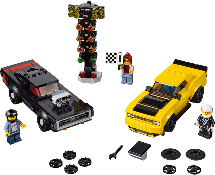LEGO Set 2018 Dodge Challenger SRT Demon and 1970 Dodge Charger R/T - Speed Champions — set armado