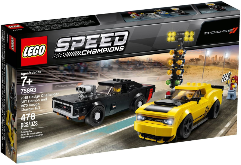 LEGO Set 2018 Dodge Challenger SRT Demon and 1970 Dodge Charger R/T - Speed Champions — caja oficial