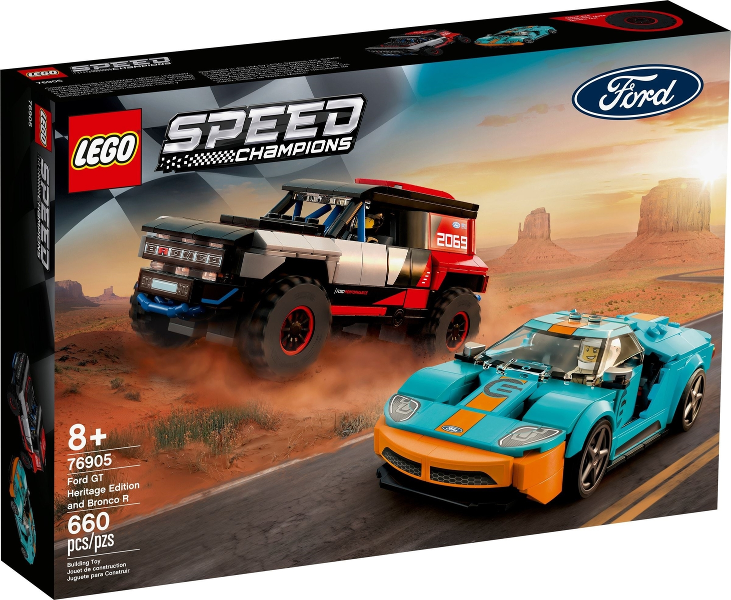 LEGO Set Ford GT Heritage Edition and Bronco R - Speed Champions — caja oficial