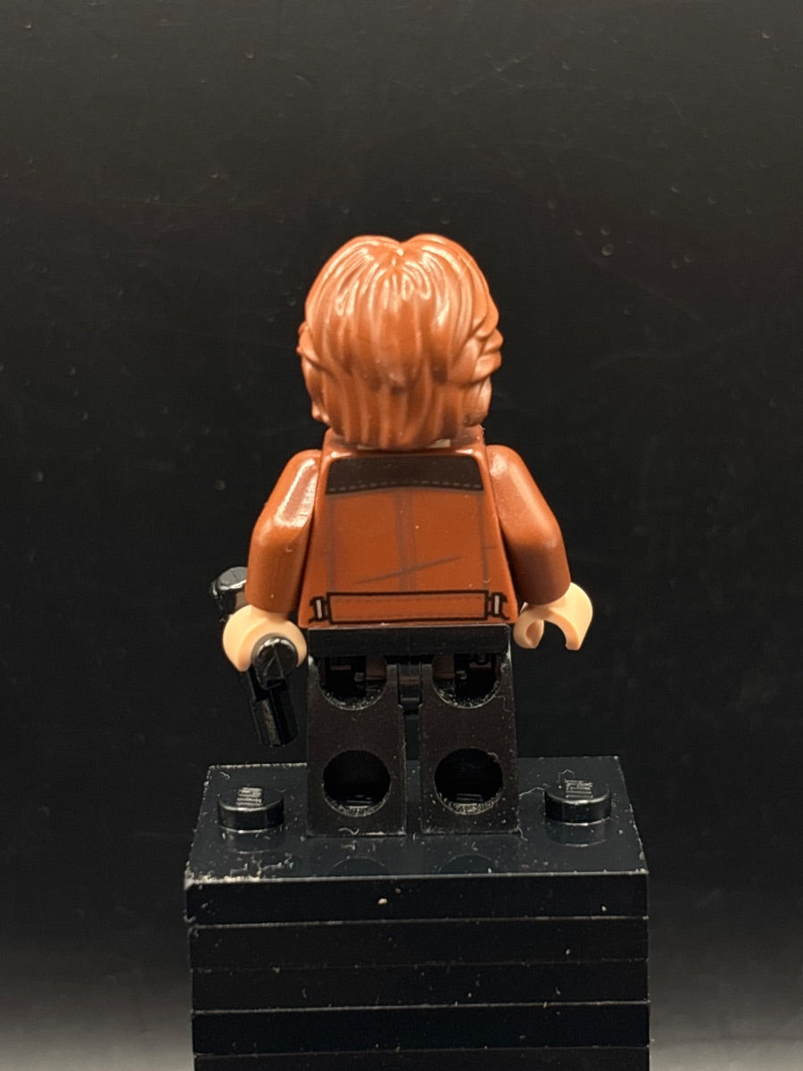 LEGO Minifigura Han Solo, Black Legs with Holster Pattern, Brown Jacket with Black Shoulders - Star Wars — espalda