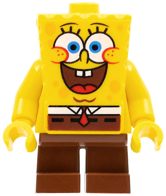 LEGO Minifigura SpongeBob Large Grin and Black Eyebrows - SpongeBob SquarePants — imagen BrickLink
