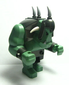 Fantasy Era - Troll, Sand Green with Pearl Dark Gray Armor, 2 White Horns and 3 Pearl Light Gray Horns — imagen BrickLink