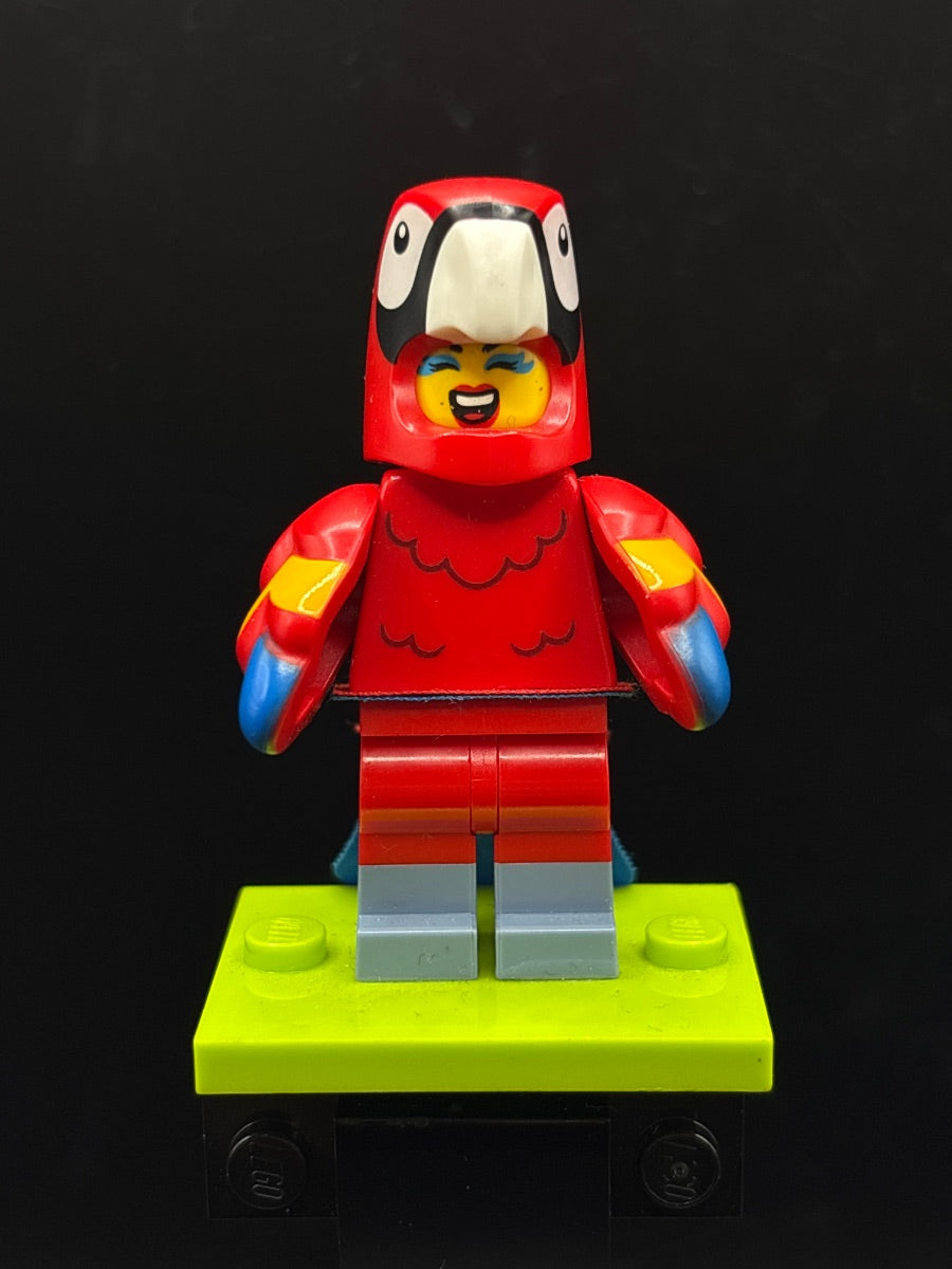 LEGO Minifigura Parrot Costume Fan, Series 28 - Collectible Minifigures — frente