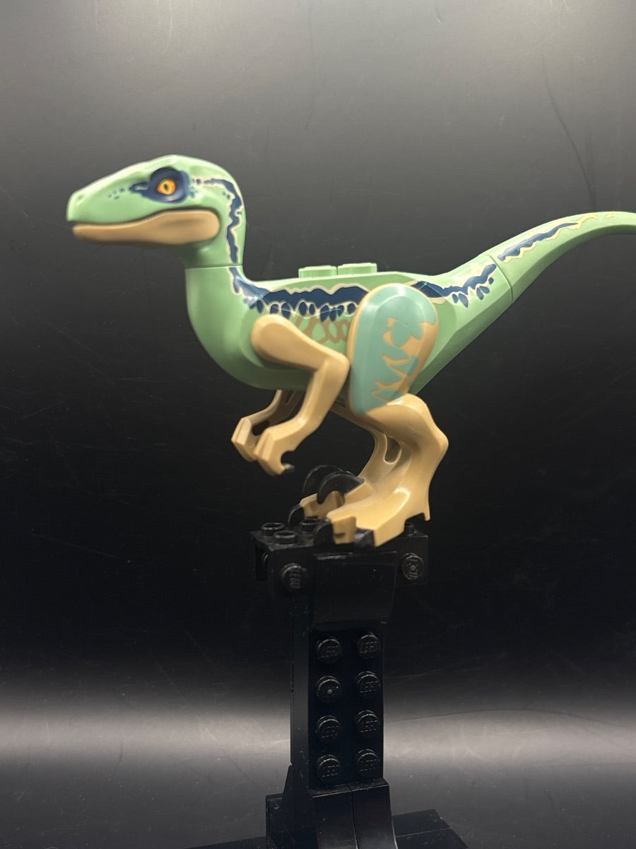 LEGO Minifigura Dinosaur Raptor / Velociraptor with Sand Green Back (Jurassic World Blue) - Jurassic World — frente