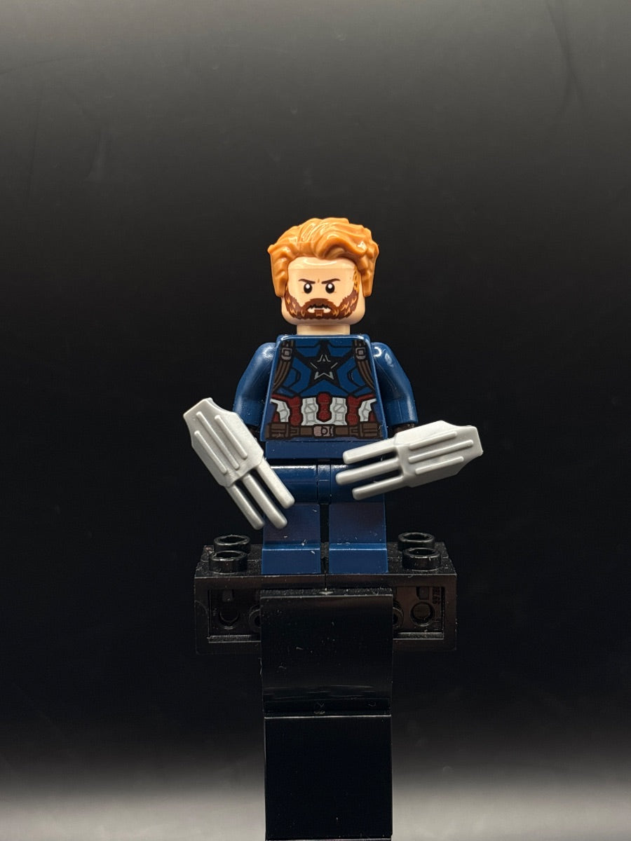 LEGO Minifigura Captain America - Dark Blue Suit with Dark Brown Belt and Harness, Dark Brown Hands, Hair - Marvel — frente