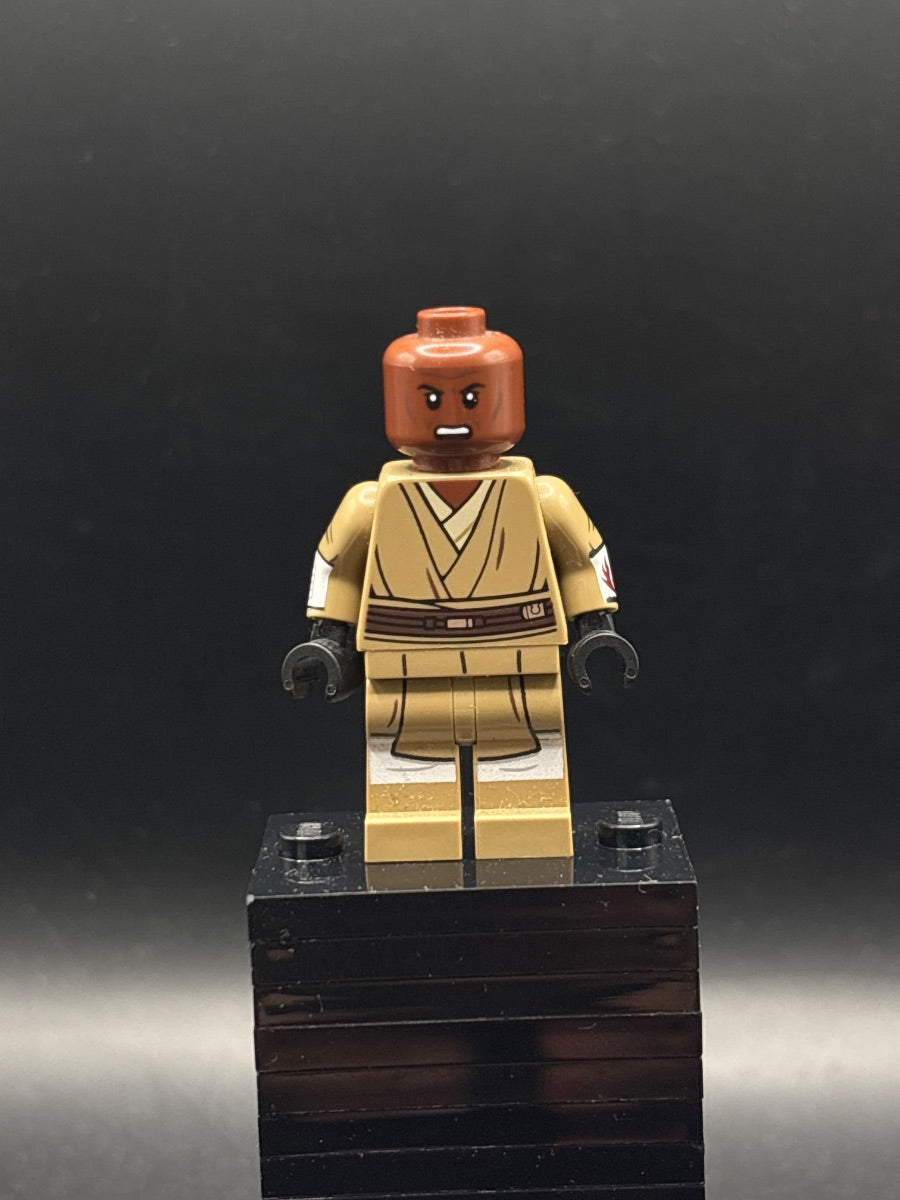LEGO Minifigura Mace Windu (Dark Tan Legs, Open Mouth, Printed Arms) - Star Wars — frente