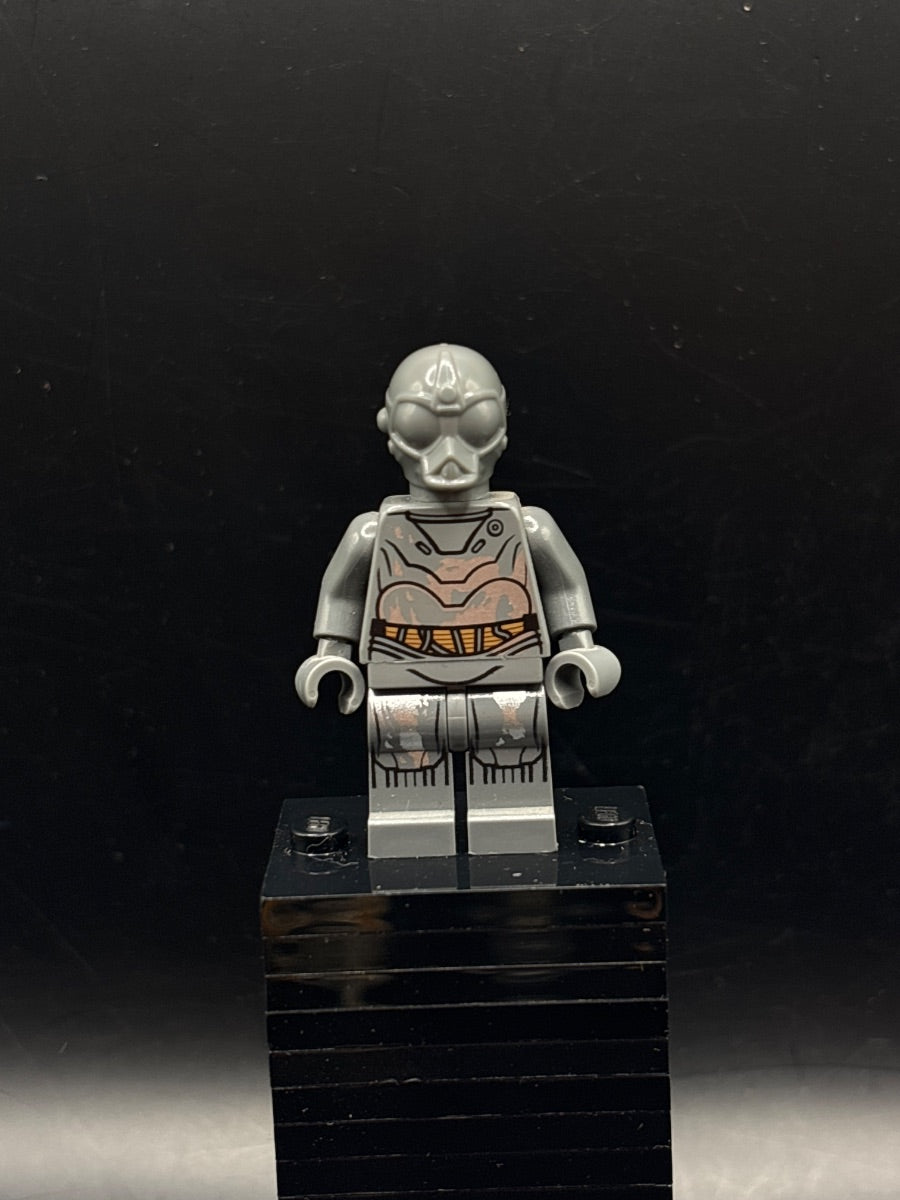 LEGO Minifigura RA-7 Protocol Droid (Dark Bluish Gray) - Star Wars — frente