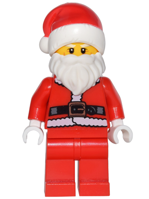 LEGO Minifigura Santa - Fur Lined Jacket with Copper Belt Buckle, Red Legs, White Eyebrows - Holiday & Event — imagen BrickLink