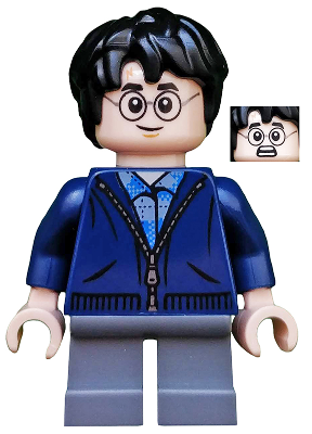 Harry Potter - Dark Blue Zip Up, Dark Bluish Gray Short Legs - BrickLink - DagaBlocks
