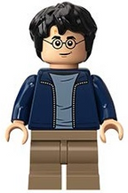 LEGO Minifigura Harry Potter Dark Blue Open Jacket over Sand Blue Shirt - Harry Potter — imagen BrickLink