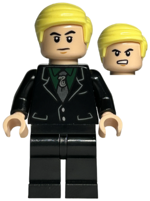 Draco Malfoy - Black Suit, Slytherin Tie, Neutral / Angry - BrickLink - DagaBlocks