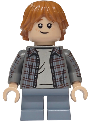 LEGO Minifigura Ron Weasley Plaid Shirt Printed Arms Sand Blue Short Legs - Harry Potter — imagen BrickLink