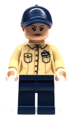Park Worker - Female, Tan Shirt, Dark Blue Legs and Cap - BrickLink - DagaBlocks