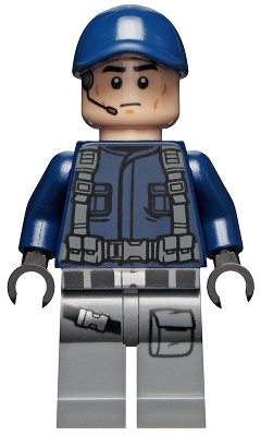 ACU Guard / Trooper - Male, Dark Blue Cap, Light Nougat Head, Headset - BrickLink - DagaBlocks