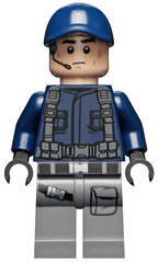 ACU Guard / Trooper - Male, Dark Blue Cap, Light Nougat Head, Headset - BrickLink - DagaBlocks