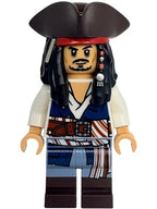 Captain Jack Sparrow - White Shirt, Dark Blue Plain Vest, Dark Brown Boots, Tricorne — imagen BrickLink