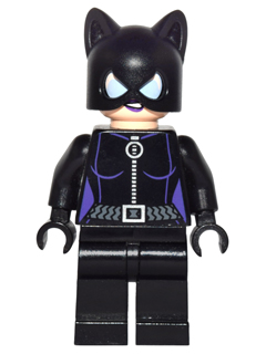 Catwoman - Black Suit with Dark Purple Trim, Dark Purple Lips - BrickLink - DagaBlocks