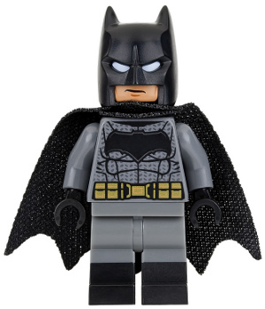 LEGO Minifigura Batman - Dark Bluish Gray Suit, Gold Belt, Black Hands, Spongy Cape, Large Bat Logo - DC — imagen BrickLink