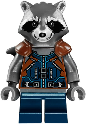 Rocket Raccoon - Dark Blue and Reddish Brown Outfit, Dark Bluish Gray Head - BrickLink - DagaBlocks