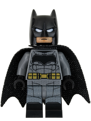 Batman - Dark Bluish Gray Suit, Gold Belt, Black Hands, Large Bat Logo, Printed Legs, Stubble - BrickLink - DagaBlocks