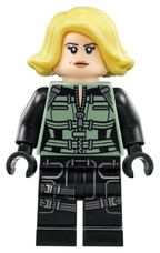 Black Widow - Black Jumpsuit, Bright Light Yellow Short Hair, Printed Legs - BrickLink - DagaBlocks