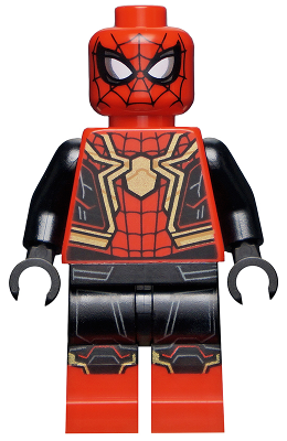 Spider-Man - Black and Red Suit, Large Gold Spider, Gold Knee Trim (Integrated Suit) - BrickLink - DagaBlocks