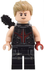 Hawkeye - Black and Dark Red Suit, Dark Tan Hair, Quiver, Silver Zipper — imagen BrickLink