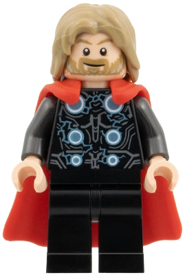 Thor - Flexible Rubber Cape, Black Legs, Dark Tan Tousled Hair — imagen BrickLink