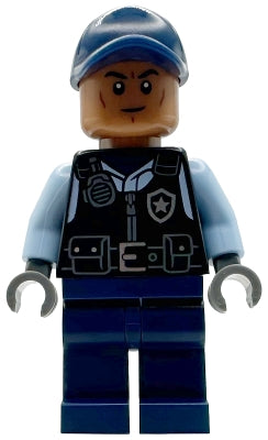 Security Guard Arkham Asylum - Male, Dark Blue Cap, Black Vest — imagen BrickLink