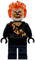 LEGO Minifigura Ghost Rider (Johnathon 'Johnny' Blaze) - White Head, Flaming Chain - Marvel — imagen BrickLink