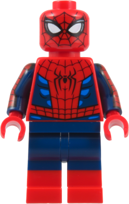 LEGO Minifigura Spider-Man - Suit with Dark Azure Highlights, Printed Dark Blue Arms, Red Boots - Marvel — imagen BrickLink