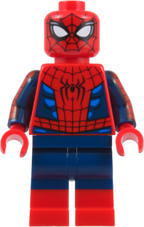 LEGO Minifigura Spider-Man - Suit with Dark Azure Highlights, Printed Dark Blue Arms, Red Boots - Marvel — imagen BrickLink