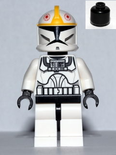 LEGO Minifigura Clone Trooper Pilot (Phase 1) - Yellow Markings, Black Head - Star Wars — imagen BrickLink