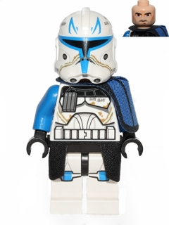 Clone Trooper Captain Rex, 501st Legion (Phase 2) - Blue Cloth Pauldron, Black Cloth Kama, Large Eyes - BrickLink - DagaBlocks