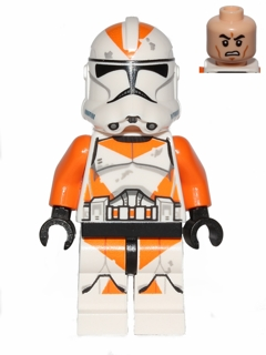 LEGO Minifigura Clone Trooper, 212th Attack Battalion (Phase 2) - Orange Arms, Dirt Stains, Scowl - Star Wars — imagen BrickLink