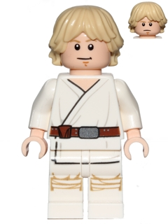LEGO Minifigura Luke Skywalker (Tatooine, White Legs, Stern / Smile Face Print) - Star Wars — imagen BrickLink