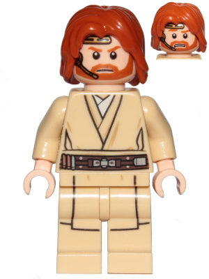 LEGO Minifigura Obi-Wan Kenobi (Mid-Length Tousled with Center Part Hair and Headset) - Star Wars — imagen BrickLink