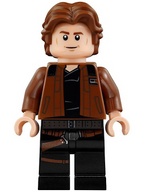 LEGO Minifigura Han Solo, Black Legs with Holster Pattern, Brown Jacket with Black Shoulders - Star Wars — imagen BrickLink