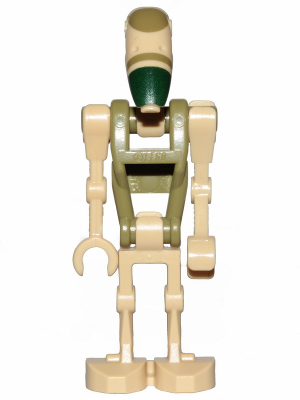 LEGO Minifigura Battle Droid - Tan, Olive Green Torso, Printed Head (Kashyyyk / AAT Driver Battle Droid) - Star Wars — imagen BrickLink