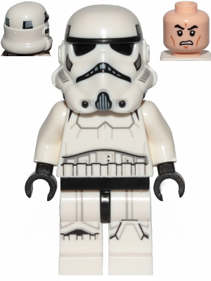 LEGO Minifigura Imperial Stormtrooper - Male, Dual Molded Helmet with Light Bluish Gray Panels on Back, Light Nougat Head, Scowl - Star Wars — imagen BrickLink