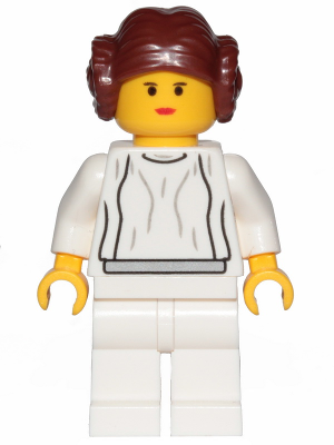 LEGO Minifigura Princess Leia - White Dress, Simple Belt, Yellow Head and Hands, 20th Anniversary Torso - Star Wars — imagen BrickLink