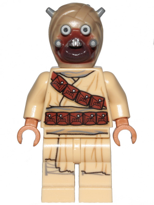 LEGO Minifigura Tusken Raider - Dark Tan Head with Spikes, Diagonal Belt, Printed Legs - Star Wars — imagen BrickLink