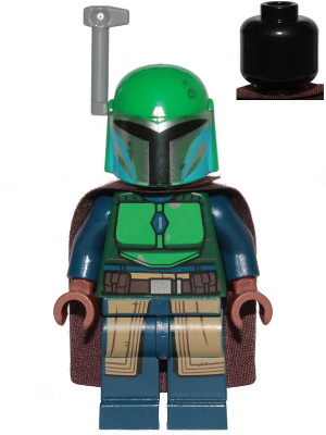 LEGO Minifigura Mandalorian Tribe Warrior (Idalia Desta) - Female, Dark Brown Cape, Green Helmet with Antenna / Rangefinder - Star Wars — imagen BrickLink