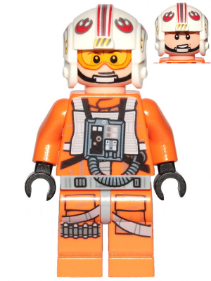 LEGO Minifigura Luke Skywalker (Pilot, Printed Legs, Visor Up / Down, Askew Front Panel) - Star Wars — imagen BrickLink