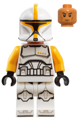 LEGO Minifigura Clone Trooper Commander (Phase 1) - Bright Light Orange Arms, Nougat Head - Star Wars — imagen BrickLink